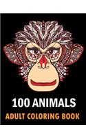 100 Animals Adult Coloring Book