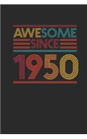 Awesome Since 1950: Graph Paper Notebook / Journal (6" X 9" - 5 Squares per inch - 120 Pages) - Birthday Gift Idea