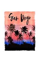 San Diego: California Christmas Notebook With Lined College Ruled Paper For Taking Notes. Stylish Tropical Travel Journal Diary 7.5 x 9.25 Inch Soft Cover. For
