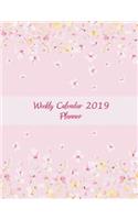 Weekly Calendar 2019 Planner: Cute Pink Book Floral, Weekly Calendar Book 2019, Weekly/Monthly/Yearly Calendar Journal, Large 8.5" x 11" 365 Daily journal Planner, 12 Months Cale