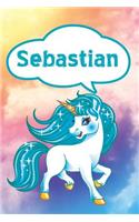 Sebastian: Unicorn Personalized Name Notebook Journal Diary Sketchbook with 120 Lined Pages 6x9