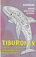 Libros de colorear para adultos para hombres - Diseños para aliviar el estrés - Animales - Tiburones