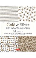 Gold & Silver Gift Wrapping Papers - 12 Sheets: 18 X 24 Inch (45 X 61 CM) Wrapping Paper