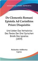 de Clementis Romani Epistola Ad Corinthios Priore Disquisitio