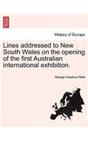 Lines Addressed to New South Wales on the Opening of the First Australian International Exhibition.