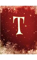 T: Monogram Initial T, Christmas Notebook/Journal/Diary 100 Pages, 8.5 x 11