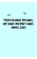 Focus on what you want, not what you don't want. Simple, easy. Journal