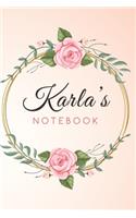 KARLA'S Customized Floral Notebook / Journal 6x9 Ruled Lined 120 Pages School Degree Student Graduation university
