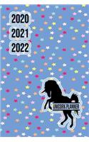 2020 2021 2022 Unicorn Planner: Colorful DatedUnicorn Weekly Planner Compact Handy Journal Notebook 7.44" x 9.69" 173 pages