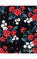 Dot grid black floral cover Notebook Large A4 (8.5
