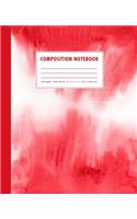 Composition Notebook: Cherry Red Watercolor Ombre Cover Wide Ruled