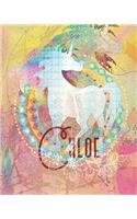 Chloe: Colorful Rainbow Unicorn - 100 Pages 8"X10" Girl's Composition Wide Ruled Notebook