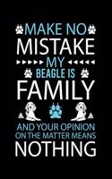 Make No Mistake My Beagle Is Family and Your Opinion on the Matter Means Nothing: Cute Beagle Defult Ruled Notebook, Great Accessories & Gift Idea for Beagle Owner & Lover.Default Ruled Notebook With An Inspirational Quote.