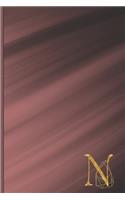 N: Professional Personalized Initial N, Office or Home Journal with Wine Sweep Colored Printed Cover