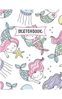 Sketchbook: Cute Cartoon Mermaid Sketch Book for Kids - Practice Drawing and Doodling - Sketching Book for Toddlers & Tweens