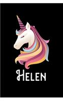 Helen: Personalized Custom Name Unicorn Themed Monthly 2020 Planner (Calendar, To Do List, Monthly Budget, Grocery List, Yearly Financial Goals) Gift for G