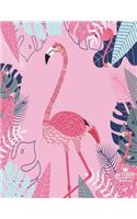 Notebook: Flamingo on pink cover and Lined pages, Extra large (8.5 x 11) inches, 110 pages, White paper(3 Flamingo on Pink Notebook)