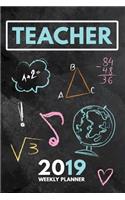 2019 Weekly Planner: Weekly Monthly Planner Calendar Appointment Book for 2019 6 X 9 - Blackboard Chalkboard Edition for Teachers