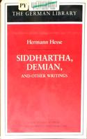 "Siddhartha", "Demian" and Other Writings: (Vol 71 The German library)