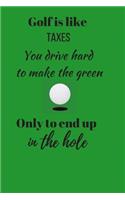 Golf is like taxes. You drive hard to make the green. Only to end up in the hole.