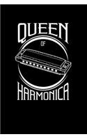 Queen Of Harmonica: Lined Notebook (6"x 9" inch size = nearly DIN A5 - 120 Pages) - perfect as music book or song writing book, suitable gift for Harmonica musicians!