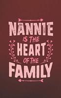 Nannie Is the Heart of the Family: Family Grandma Women Mom Memory Journal Blank Lined Note Book Mother's Day Holiday Gift