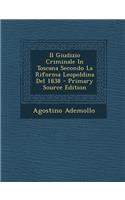 Giudizio Criminale In Toscana Secondo La Riforma Leopoldina Del 1838 - Primary Source Edition