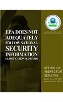 EPA Does Not Adequately Follow National Security Information Classification Standards