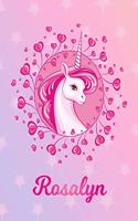 Rosalyn: Unicorn Large Blank Primary Sketchbook Paper - Pink Purple Magical Horse Personalized Letter R Initial Custom First Name Cover - Drawing Sketch Book