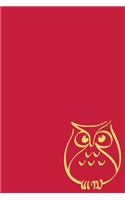 Notebook: Yellow Owl Red Designer College Ruled Lined Blank Notebook Journal Notepad