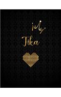 Tika: Black Personalized Lined Journal with Inspirational Quotes