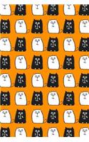 Bullet Journal Notebook for Cat Lovers Black and White Cats in a Row 5: 112 Page Numbered Graph Style Grid Bullet Journal with Index Pages and Key Pages in Portable 6 X 9 Size.