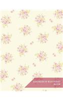 Address & Birthday Book: Alphabet Contact List Organizer Notebook for Address, Phone Number, E-Mail Large Print Flora Classic Design Large Alphabetical For Easy Find White P