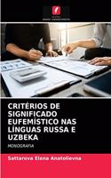Critérios de Significado Eufemístico NAS Línguas Russa E Uzbeka