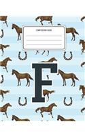 Composition Book F: Horses Animal Pattern Composition Book Letter F Personalized Lined Wide Rule Notebook for Boys Kids Back to School Preschool Kindergarten and Elemen