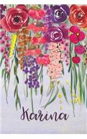 Karina: Personalized Lined Journal - Colorful Floral Waterfall (Customized Name Gifts)