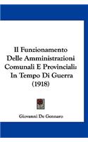 Il Funzionamento Delle Amministrazioni Comunali E Provinciali: In Tempo Di Guerra (1918)