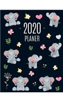 Elefant Planer 2020: Monatsplaner 2020 mit Wochenübersicht - Raum für Notizen - Januar - Dezember 2020 Agenda - Ideal für die Schule, Studium und das Büro