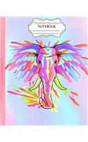 Elephant Splashart Notebook: : Colorful Elephant Splash Art Notebook Wide Ruled 7.5 x 9.25 in, 100 pages book, glossy cover for young artist, student, boys, girls, teacher and E