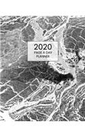 2020 Page A Day Planner: Calendar Schedule Organizer Gray Black White Marble Pattern Cover