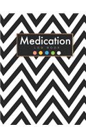 Medication Log Book: Zigzag Black Cover - Undated Daily Medication Checklist Organizer Journal Notebook - Simple Personal Medication Administration Chart Planner & Check