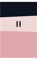 Monogram Initial H Notebook: Pink Geometric, Wide Ruled Notebook for Women, 120 Pages, 6x9