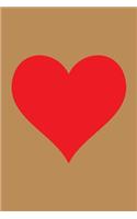 100 Page Blank Notebook - Red Heart on Tan