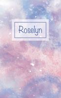 Roselyn: First Name Personalized Notebook, College Ruled (Lined) Journal, Cute Pastel Notepad with Marble Pattern for Girls, Teens and Women