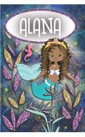 Mermaid Dreams Alana: Wide Ruled Composition Book Diary Lined Journal