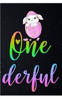 One Derful: Funny Happy Bunny Easter Eggs Lined Notebook and Journal Composition Book Diary Gift