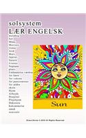 solsystem LÆR ENGELSK malebog Sol Måne Mercury Venus Jord Mars Jupiter Saturn Uranus Neptune pluto Uddannelse værktøj for børn for voksne for pensionister for ældre
