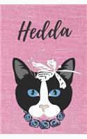 personalisiertes Notizbuch Katze / Notizheft / Journal / Malbuch / Tagebuch / Kritzelbuch / DIN A5 / Geschenk Hedda: individuelles personalisiertes blanko Mädchen & Frauen Namen Notizbuch, ... Weihnachts & Geburtstags Geschenk für Frauen.