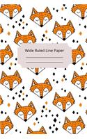 Cute Sleep Fox Theme Wide Ruled Line Paper