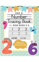Pre K Number Tracing Book for Kids Ages 3-5 - Math and Coloring book Activity for kids